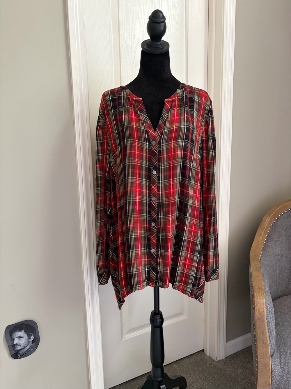 J. Jill Red and Blue Plaid Button-Down Shirt